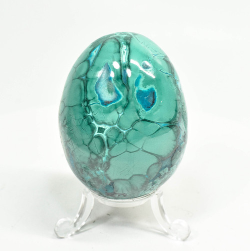 2.63" POLISHED MALACHITE And CHRYSOCOLLA Egg With Stand Congo E657