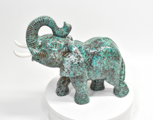 9.44" Polished CHRYSOCOLLA ELEPHANT Animal Carving Peru cm31