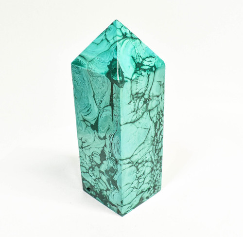 4.88" POLISHED MALACHITE OBELISK Tower Carving - Congo B267
