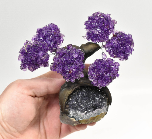 Beautiful AMETHYST Gemstone Bonsai Tree 6 Petals Brazil T359