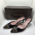 Gucci Black Leather Studded Pointed Toe Slingback Sandals kitten heel 37.5
