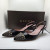 Gucci Black Leather Studded Pointed Toe Slingback Sandals kitten heel 37.5