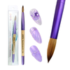 Round Beige Wood Kolinsky Brush Handle with Purple Ferrule