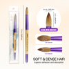 Round Beige Wood Kolinsky Brush Handle with Purple Ferrule
