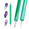 Osaka Double Sided Marbilizer Nail Art Dotting Tool with Green Acrylic Handle