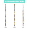 3D Sculpture Nail Art Brush with Glitter Gold Clear Acrylic Handle