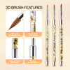 3D Sculpture Nail Art Brush with Glitter Gold Clear Acrylic Handle