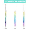 3D Sculpture Nail Art Brush with Glitter Rainbow Clear Acrylic Handle