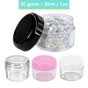 30g/30ml (1 oz) Plastic Clear Cosmetic Sample Jars (Round Top)