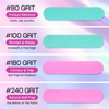 Mini Double Sided Emery Board Nail Files - Pink/Teal (Grits: 80/80 to 180/240)