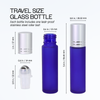 10ML(1/3oz) Frosted Blue Glass Roller Bottles with Stainless Steel Ball and Silver Metal Cap