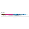 Round Blue & White Swirl Acrylic Kolinsky Brush Handle with Hot Pink Ferrule