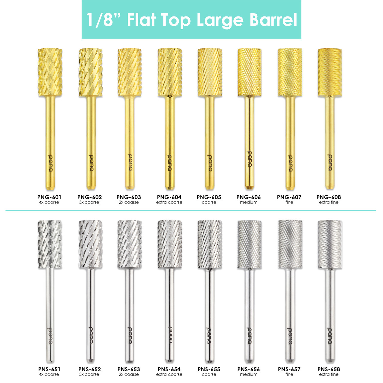 Flat Top Large Barrel Silver 1/8" Carbide Bit (XF - 4XC)