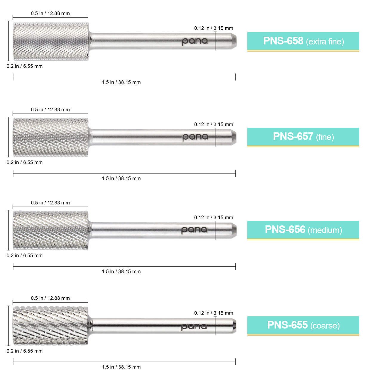 Flat Top Large Barrel Silver 1/8" Carbide Bit (XF - 4XC)