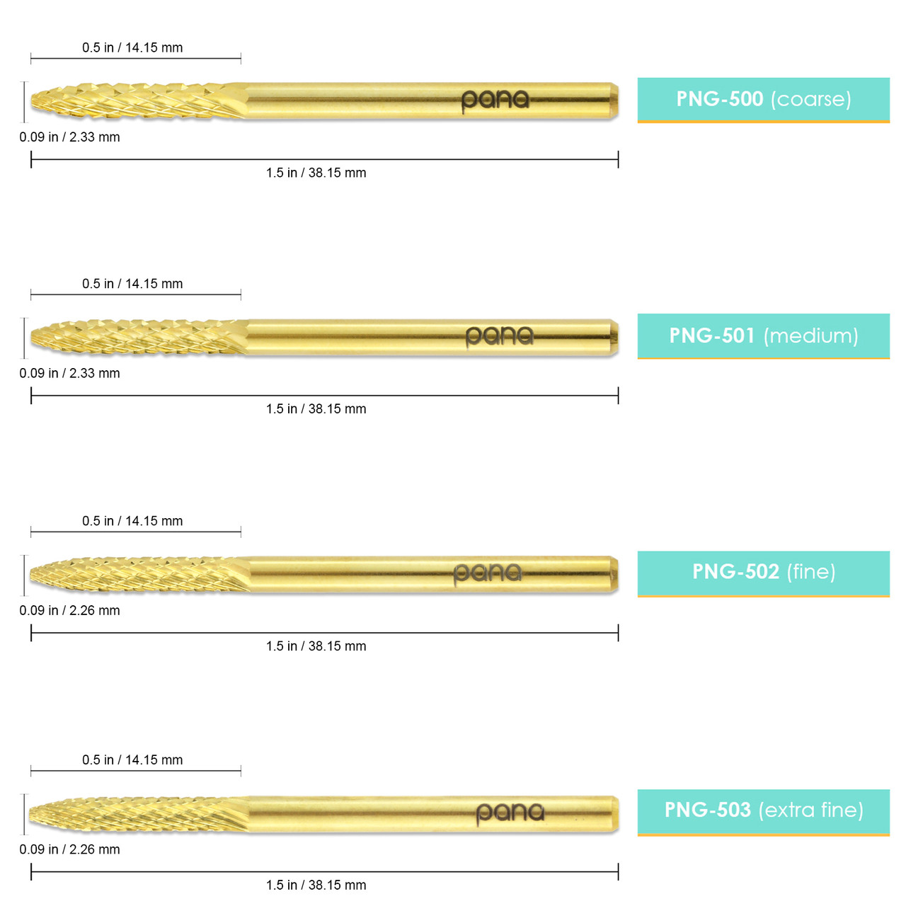 3/32" UNC Regular Tip Gold Carbide Bit (XF - C)