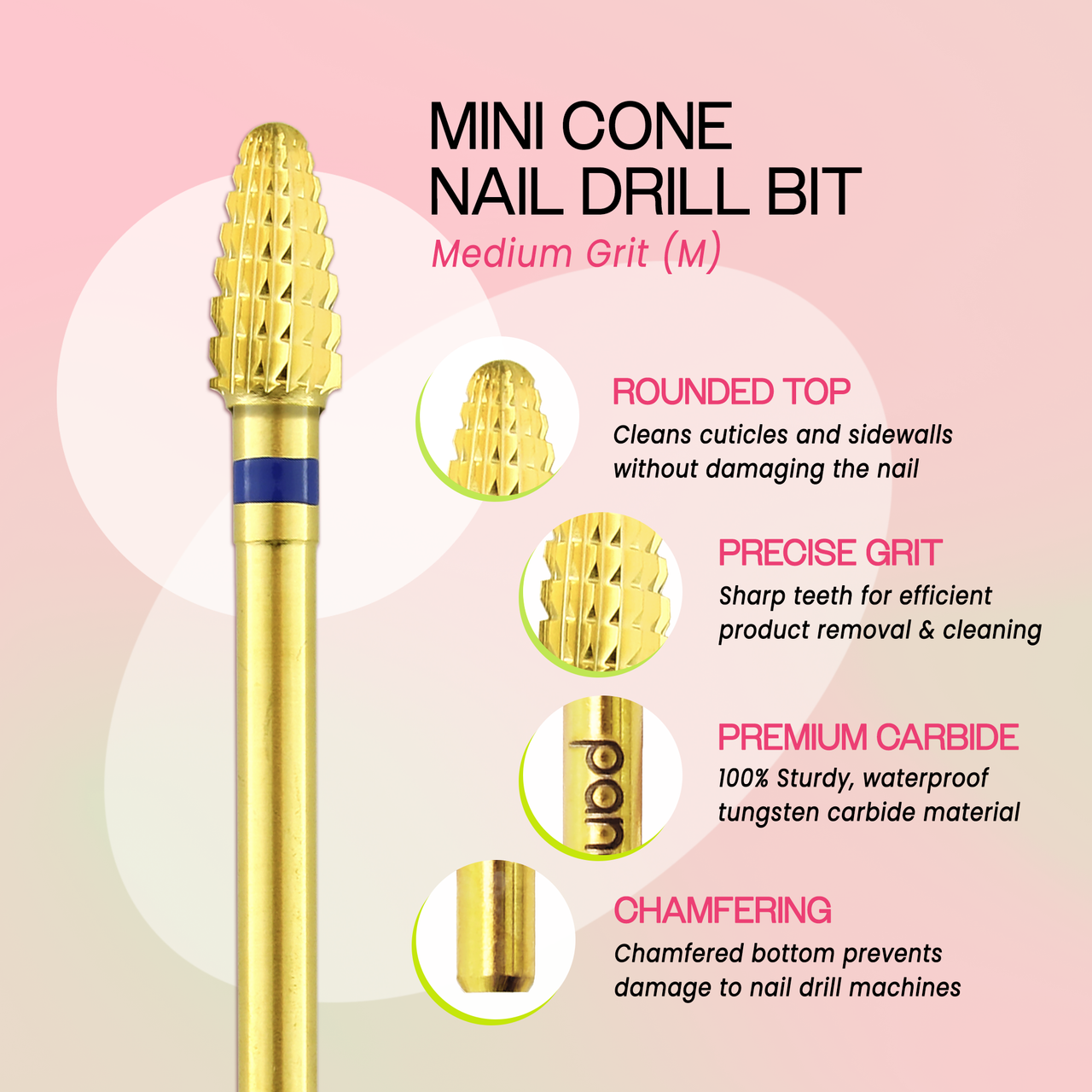 3/32" Mini Cone Gold Carbide Bit (XF - C)