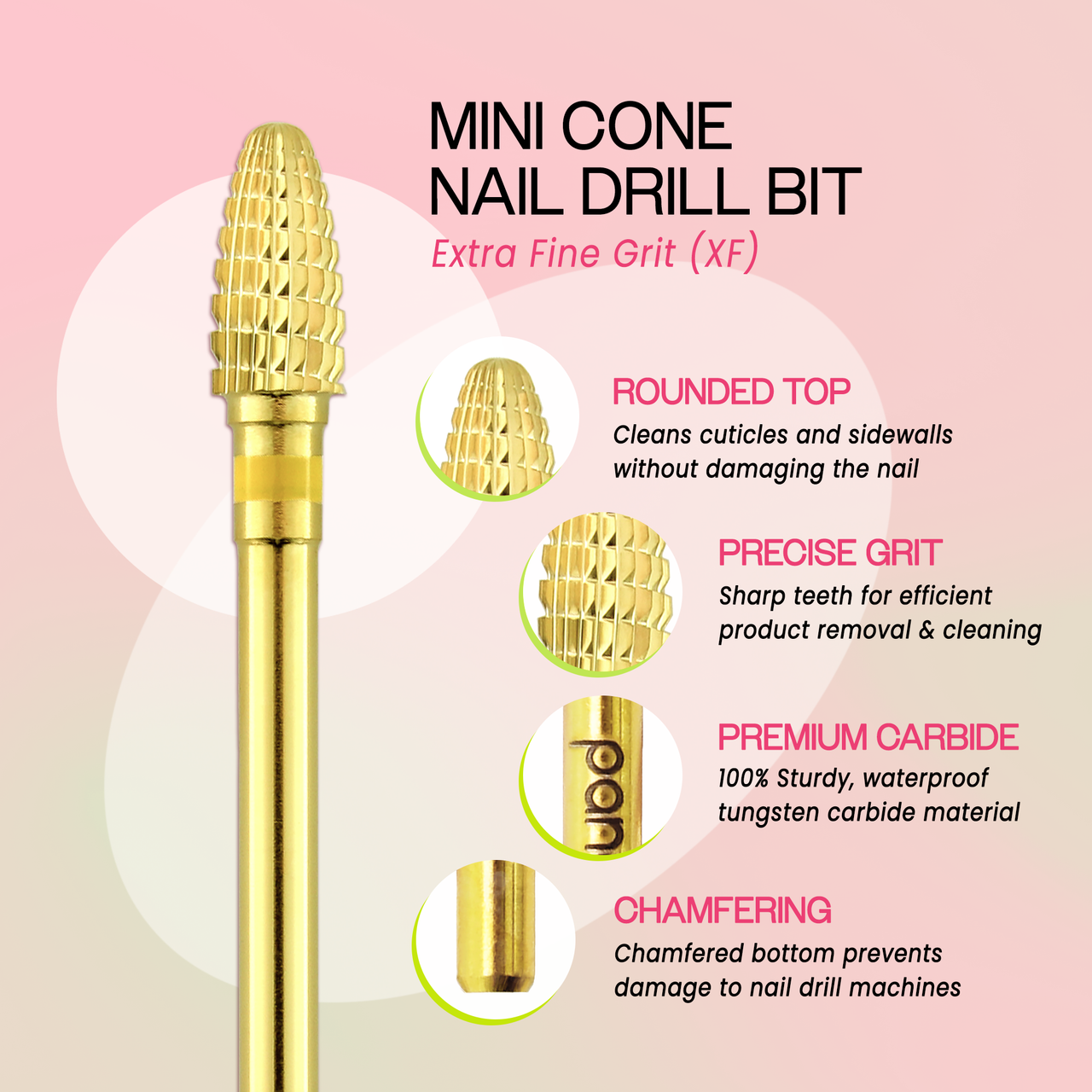 3/32" Mini Cone Gold Carbide Bit (XF - C)
