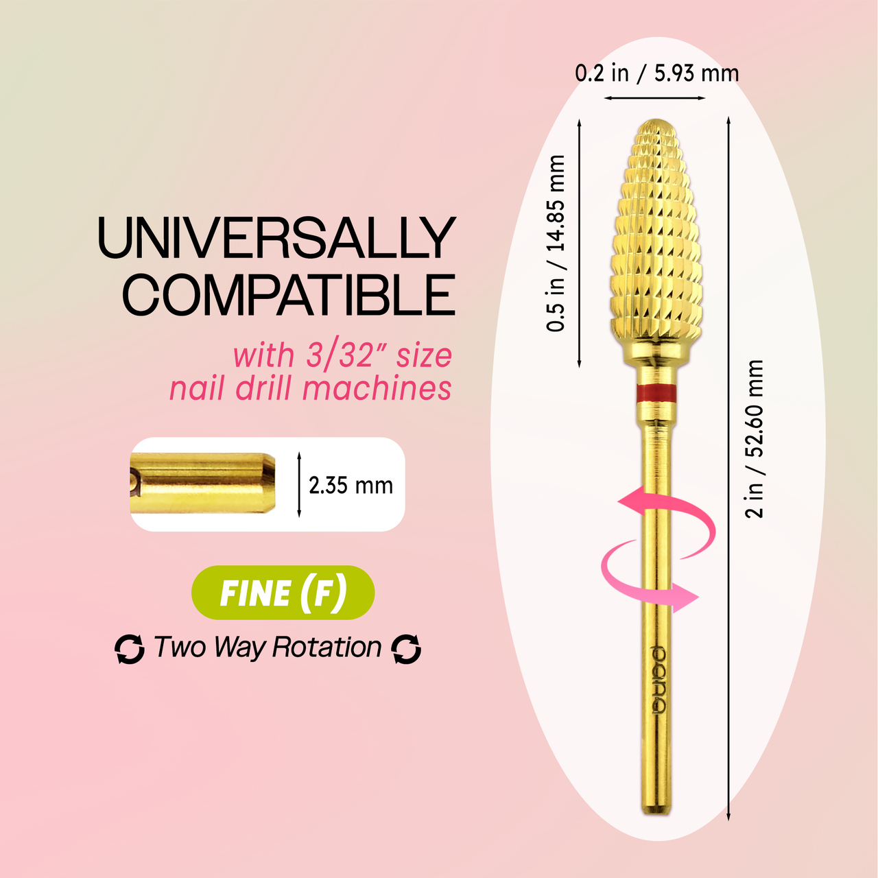 3/32" Large Cone Gold Carbide Bit (XF - C)