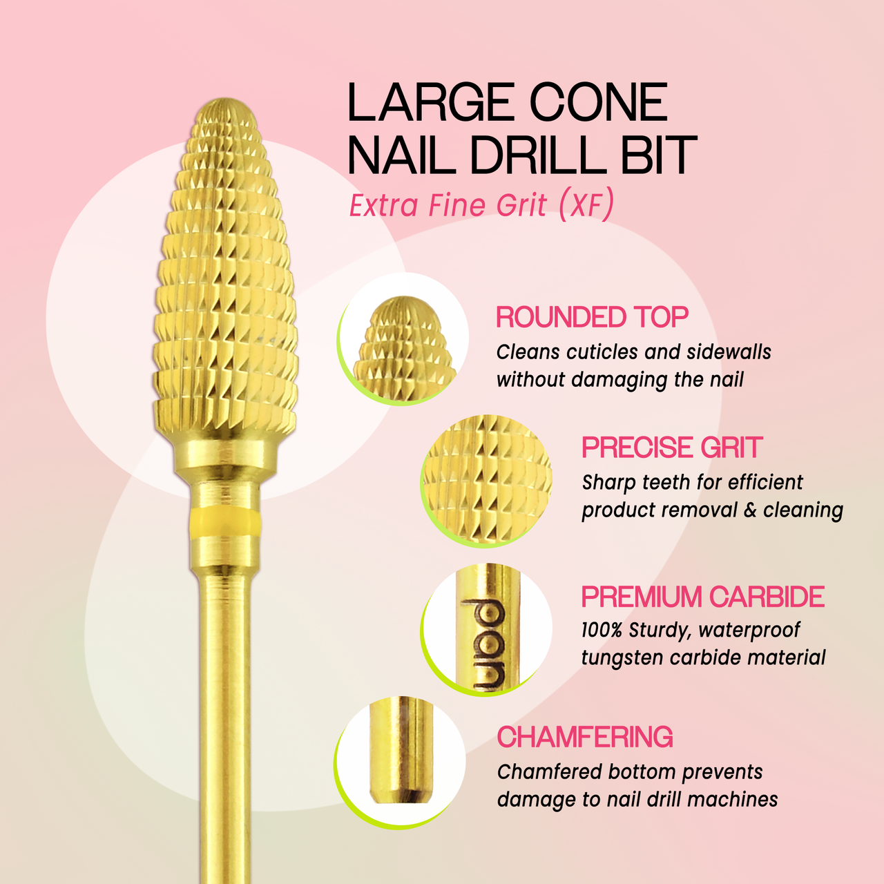 3/32" Large Cone Gold Carbide Bit (XF - C)