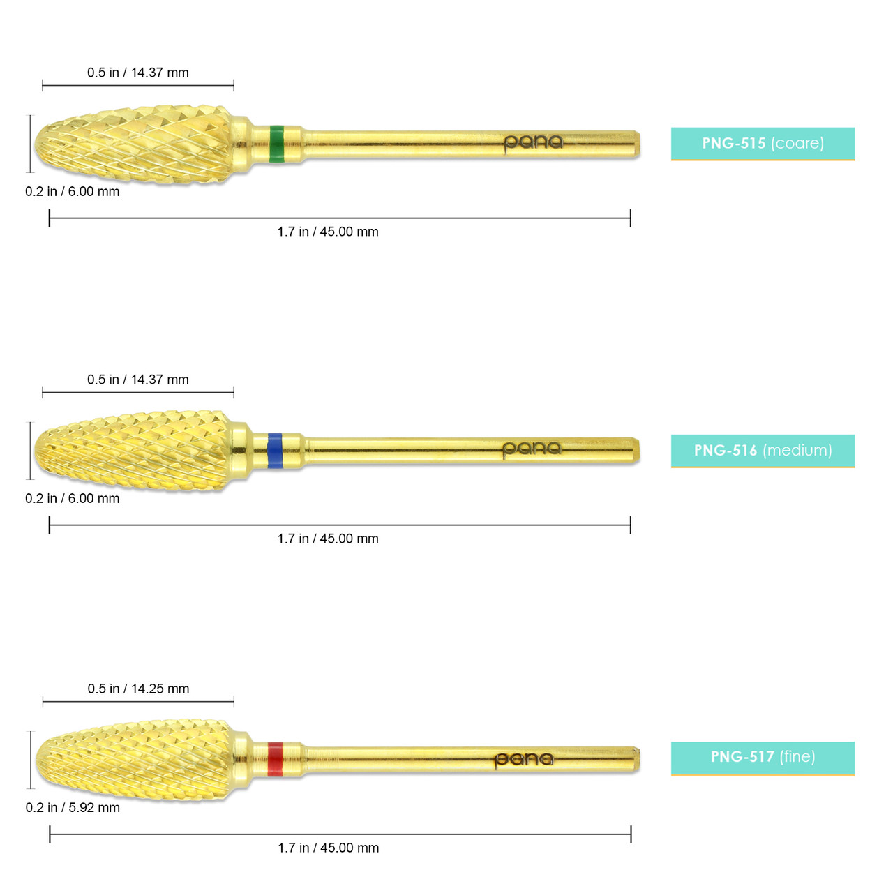 3/32" Flame Shaped Gold Carbide Bit (F - C)