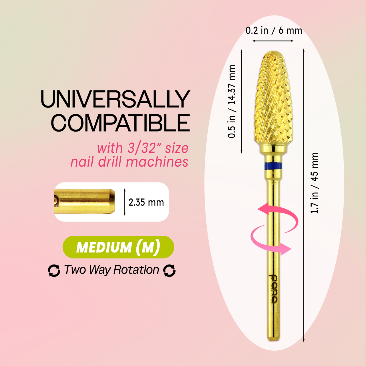3/32" Flame Shaped Gold Carbide Bit (F - C)