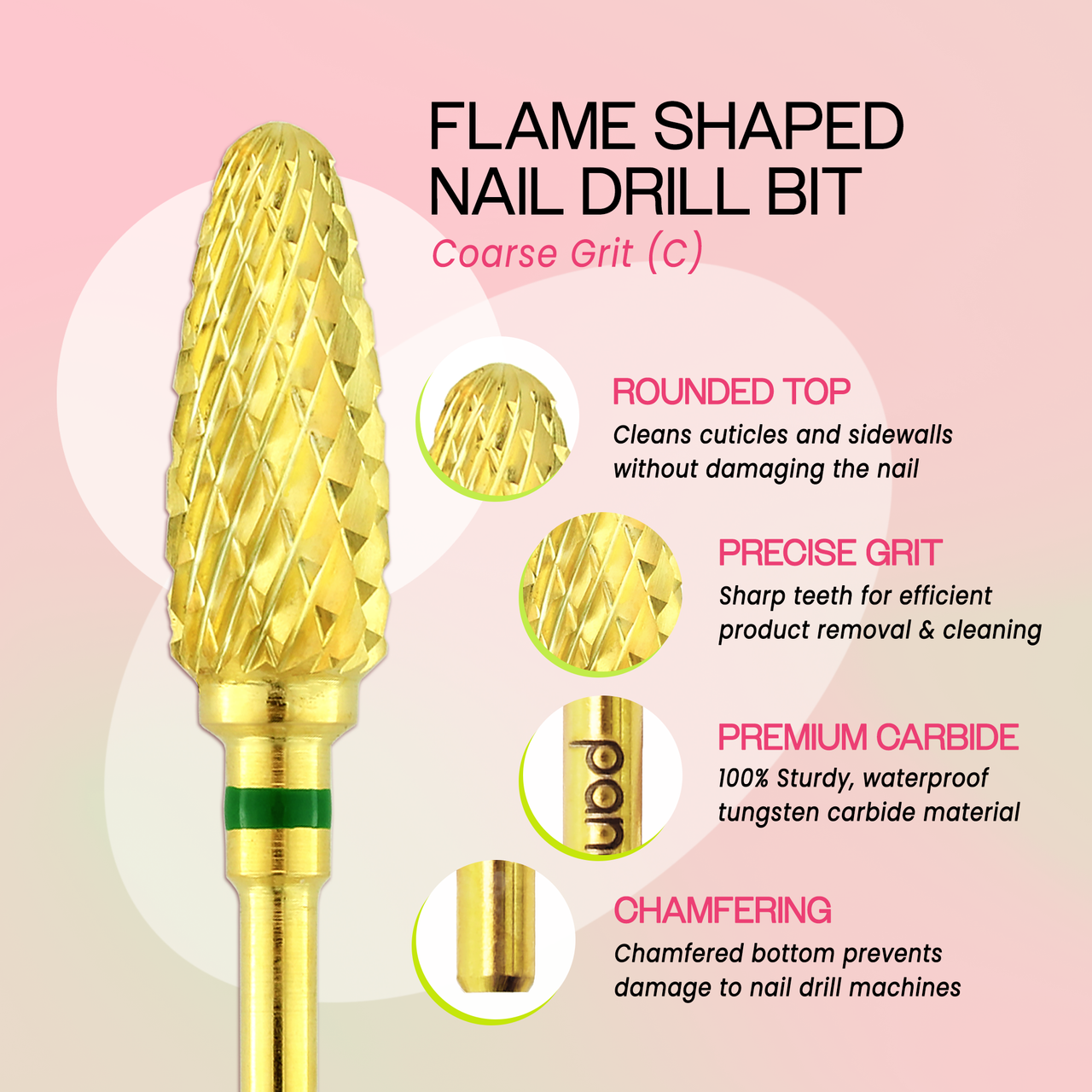 3/32" Flame Shaped Gold Carbide Bit (F - C)