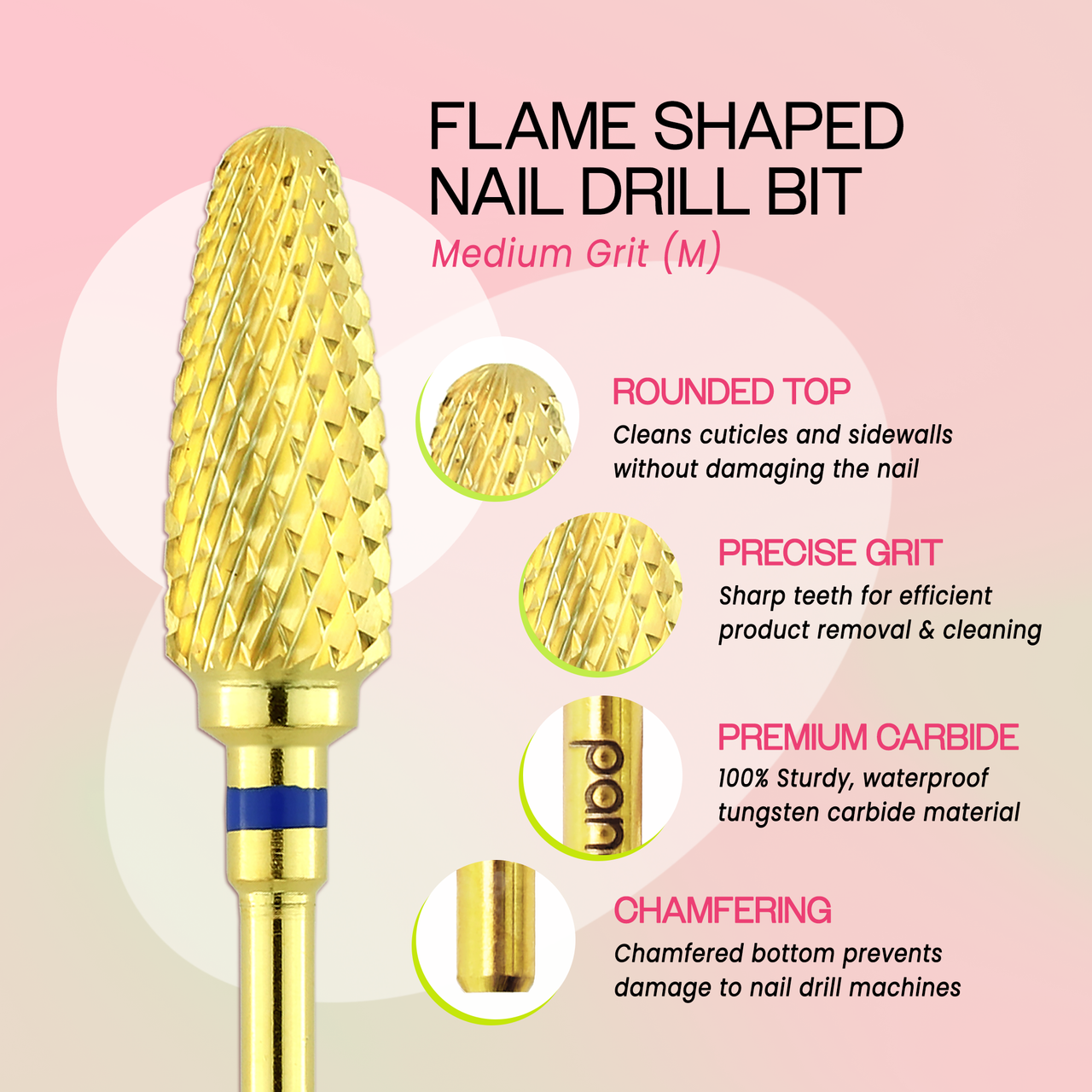 3/32" Flame Shaped Gold Carbide Bit (F - C)
