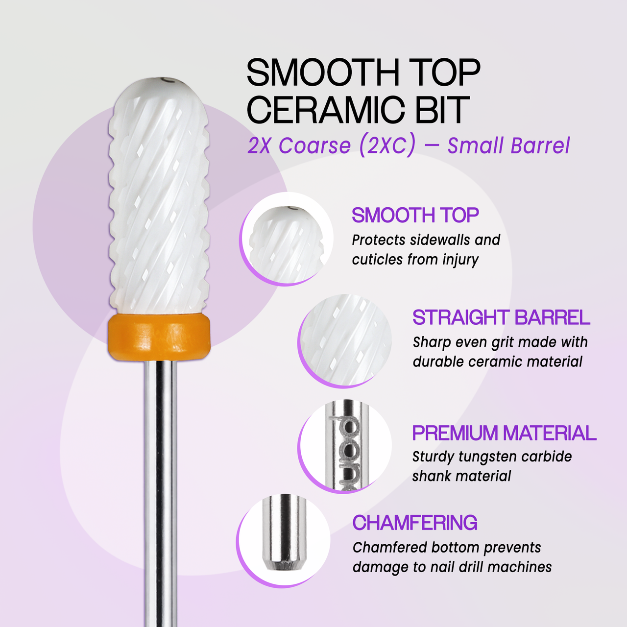 3/32" Smooth Top Small Barrel White Ceramic Bit (XF - 2XC)