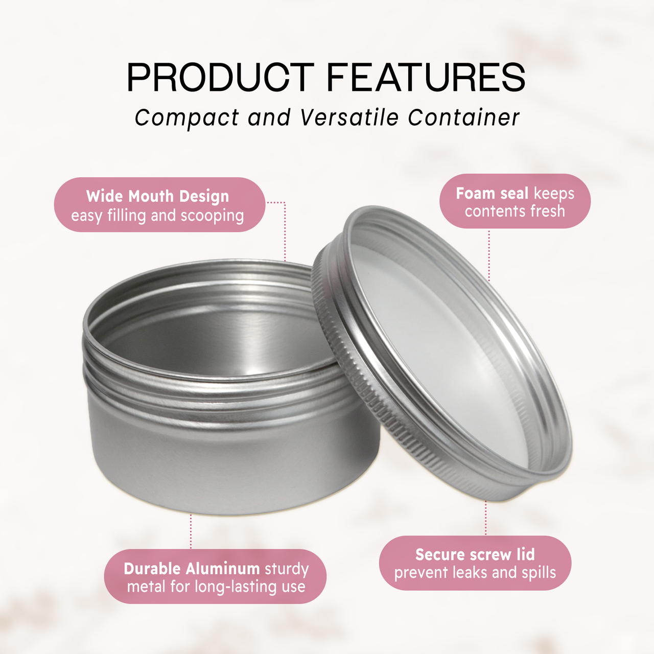 Aluminum Tin Jars with Screw Top Lids
