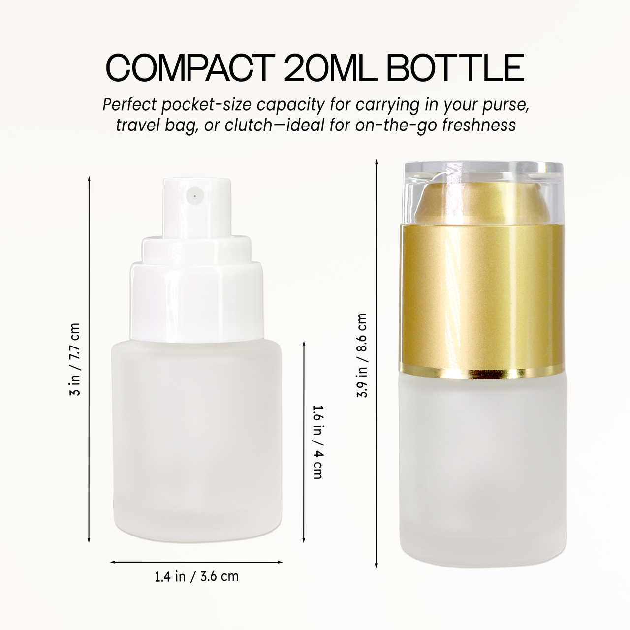 20ML Empty Frosted Glass Spray Bottle with Gold Cap