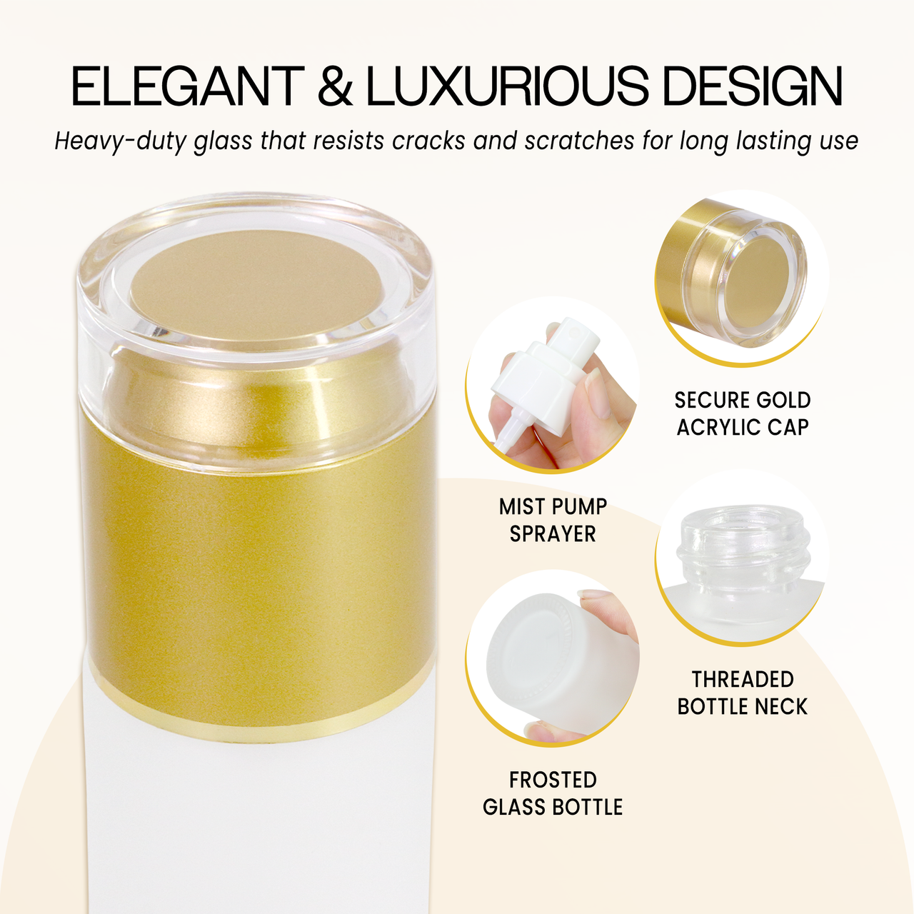 30ML Empty Frosted Glass Spray Bottle with Gold Cap