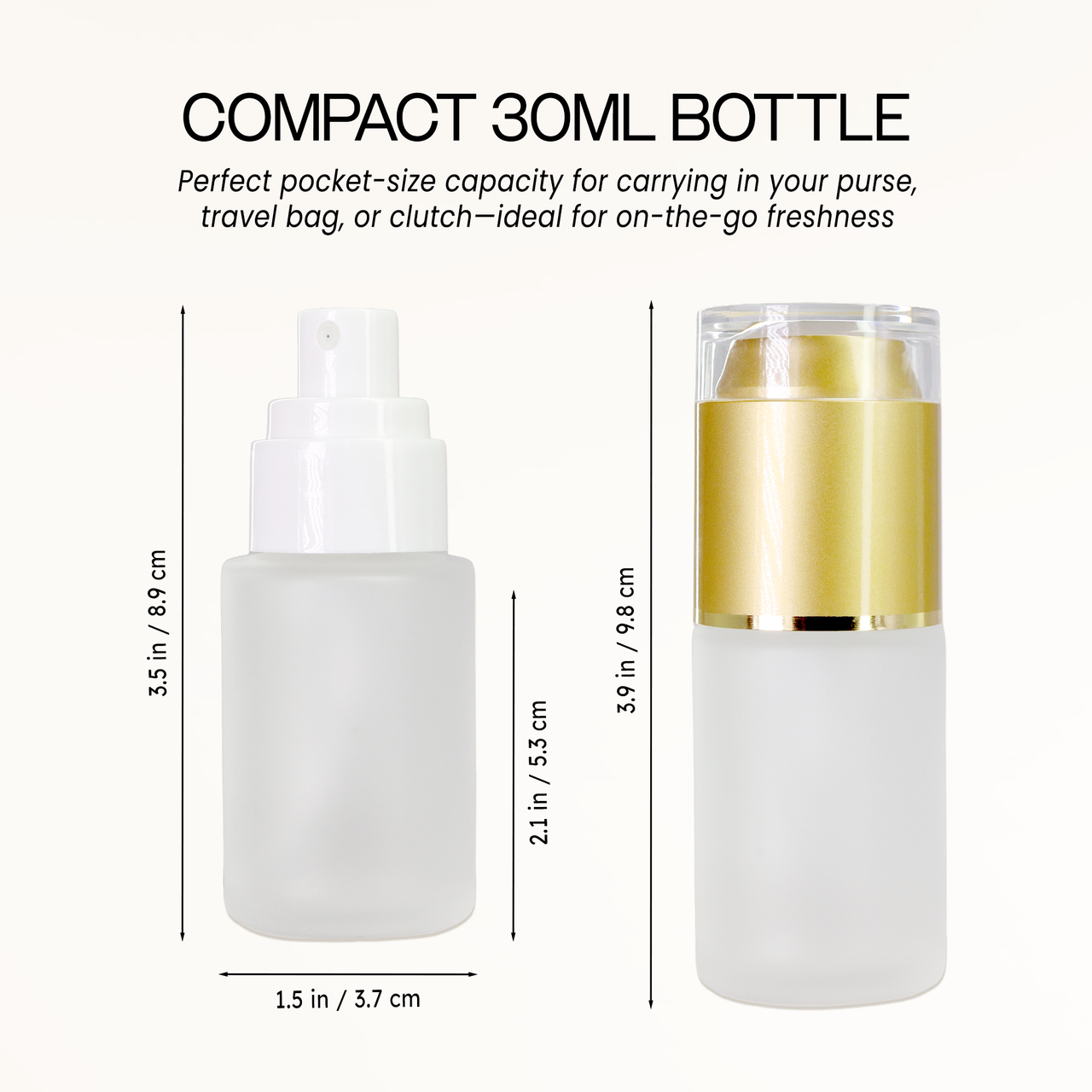 30ML Empty Frosted Glass Spray Bottle with Gold Cap