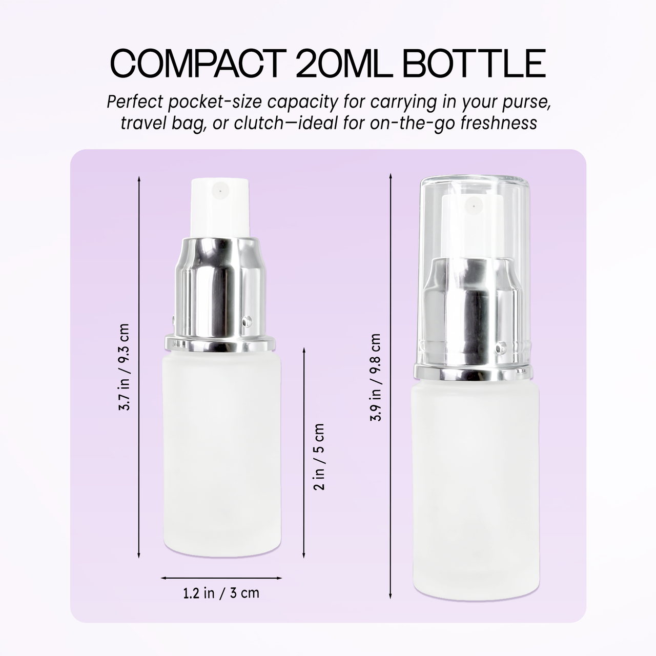 20ML Empty Silver Frosted Glass Spray Bottle with Clear Cap