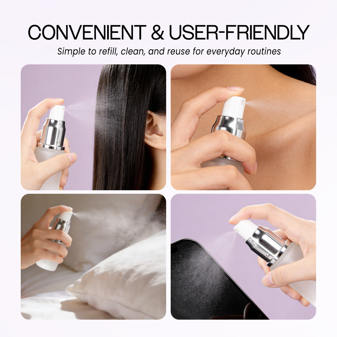 20ML Empty Silver Frosted Glass Spray Bottle with Clear Cap