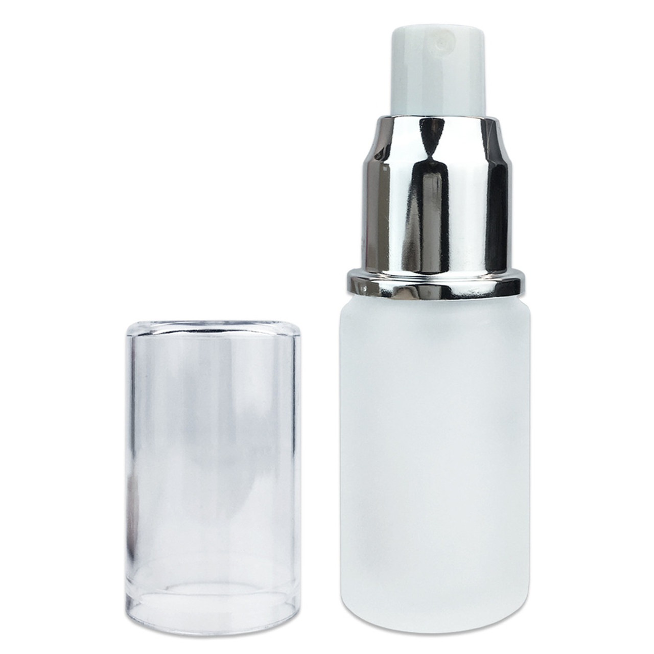 20ML Empty Silver Frosted Glass Spray Bottle with Clear Cap