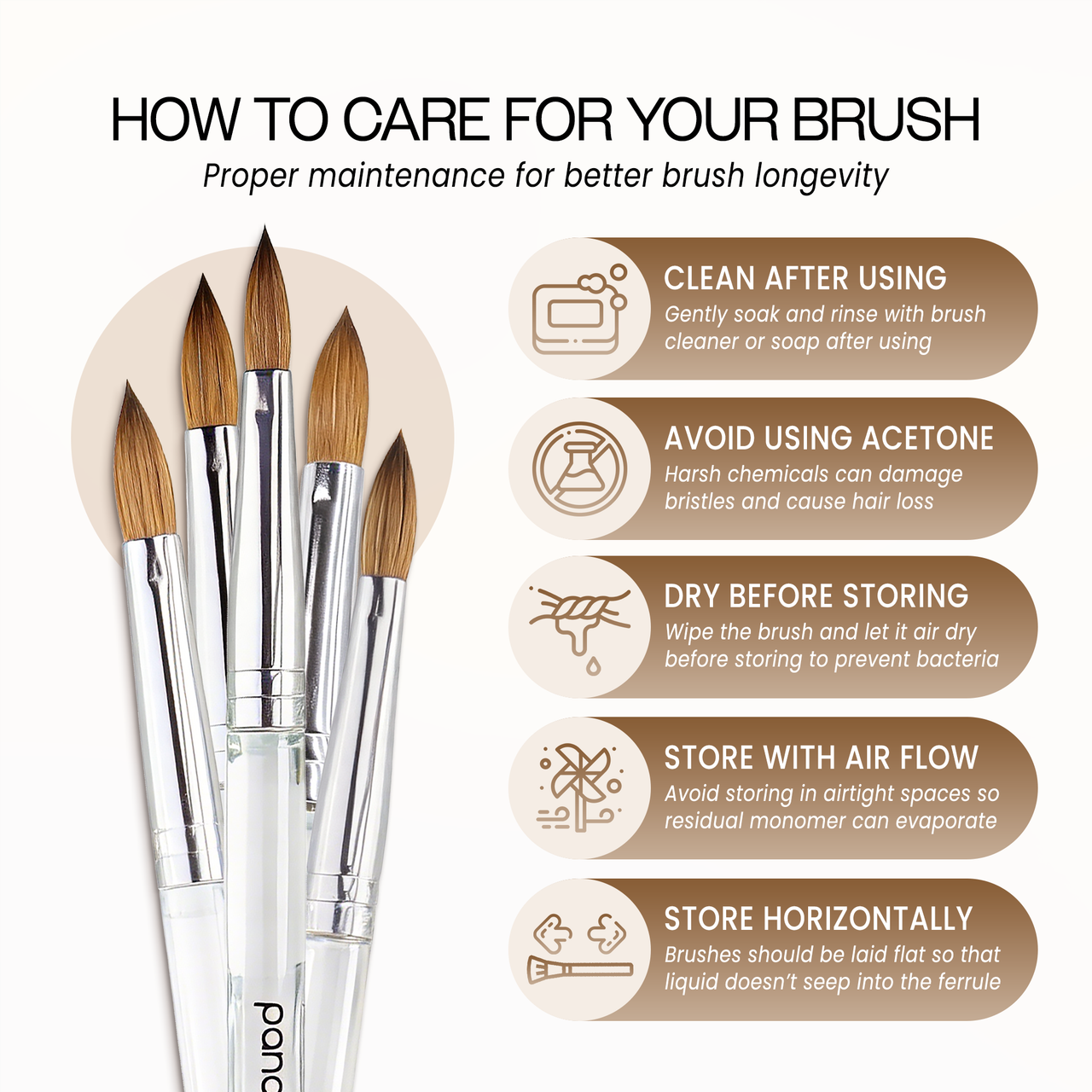 Oval Crimped Clear Acrylic Kolinsky Brush Handle with Silver Ferrule