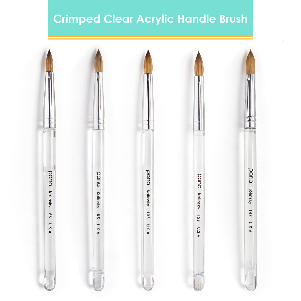 Oval Crimped Clear Acrylic Kolinsky Brush Handle with Silver Ferrule