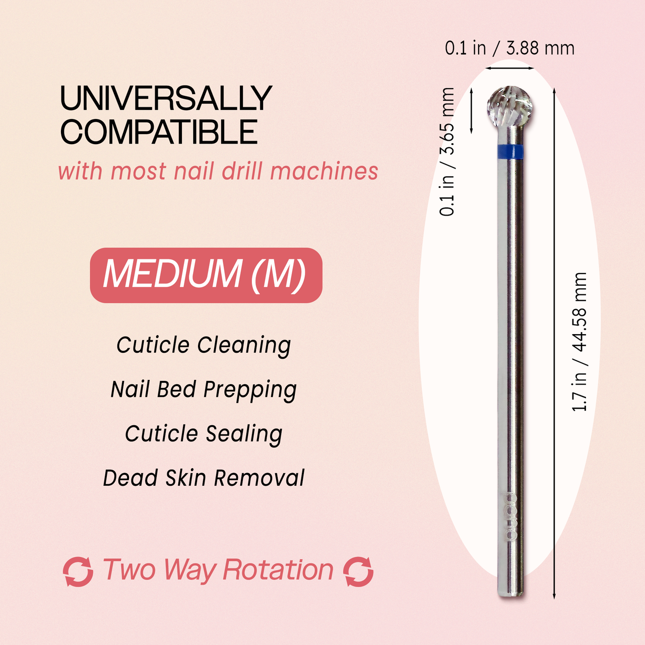 3/32" Ball Shaped Silver Carbide Bit - Medium Grit (Large/Small Barrel)