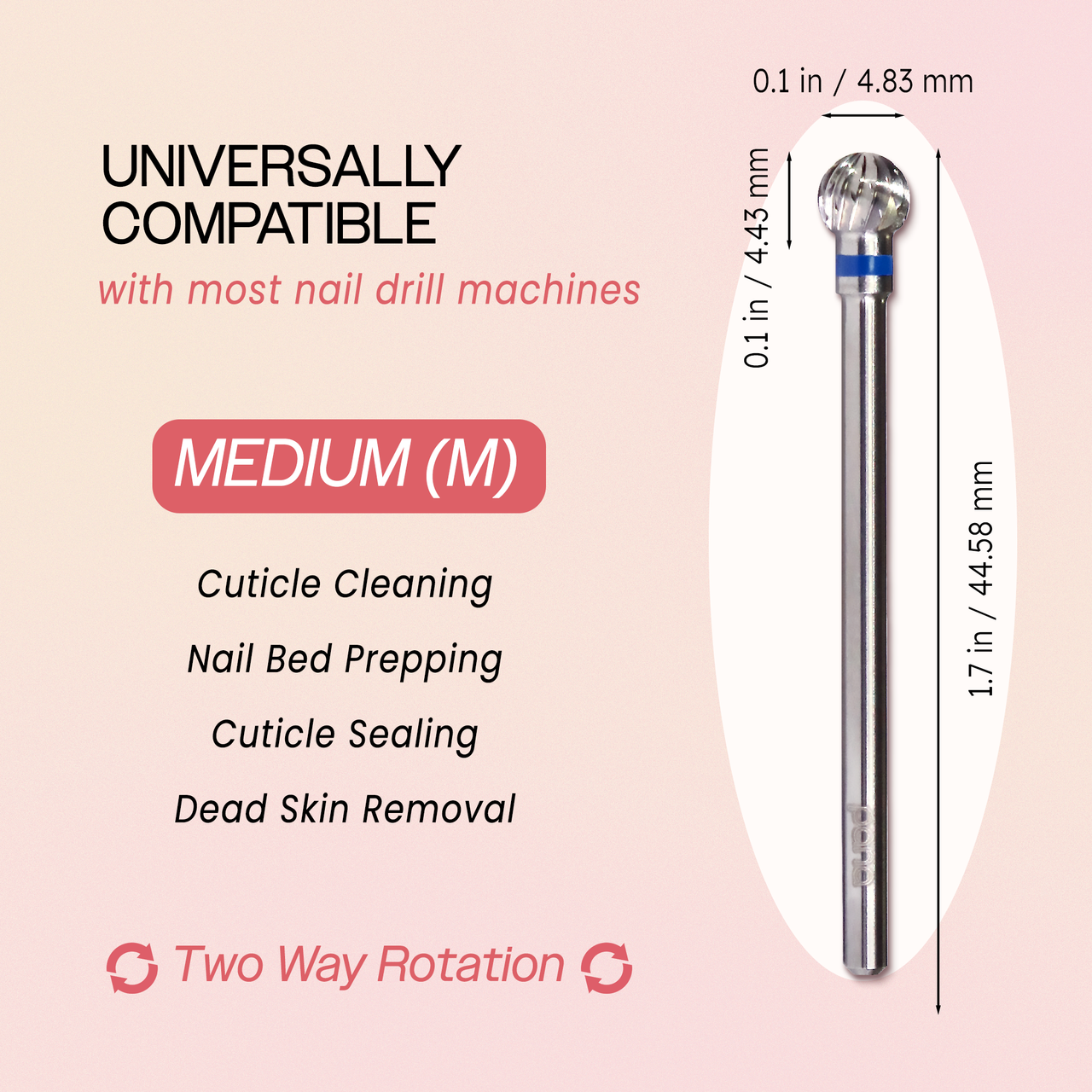 3/32" Ball Shaped Silver Carbide Bit - Medium Grit (Large/Small Barrel)