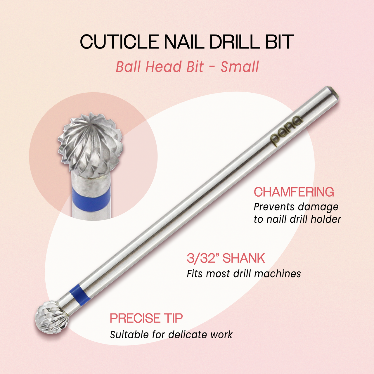 3/32" Ball Shaped Silver Carbide Bit - Medium Grit (Large/Small Barrel)