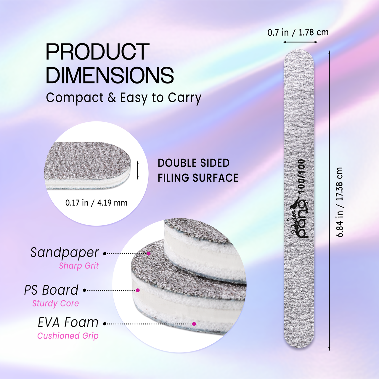 Round Double Sided Emery Board Nail Files - Zebra (Grit: 80/80 to 100/180)