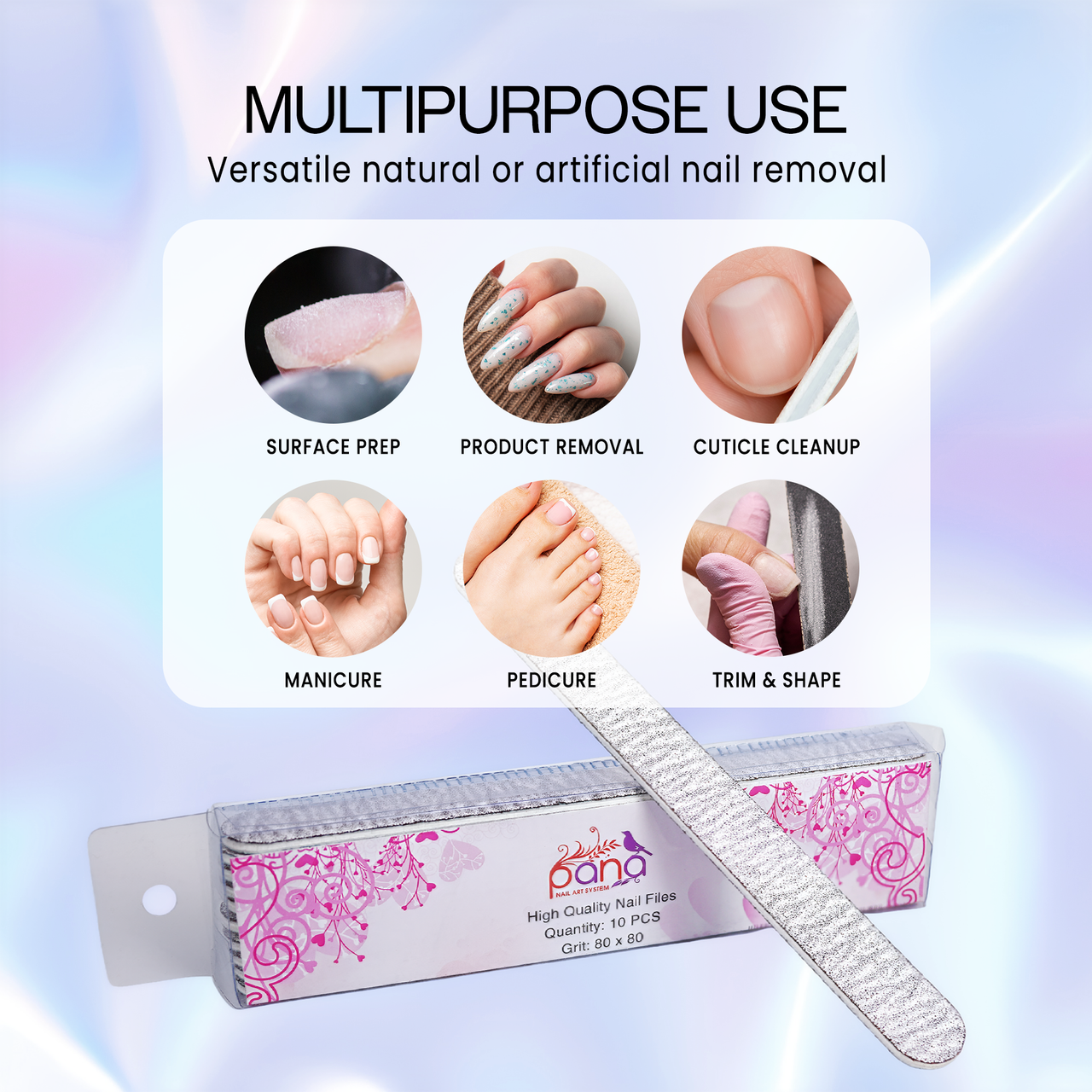 Round Double Sided Emery Board Nail Files - Zebra (Grit: 80/80 to 100/180)