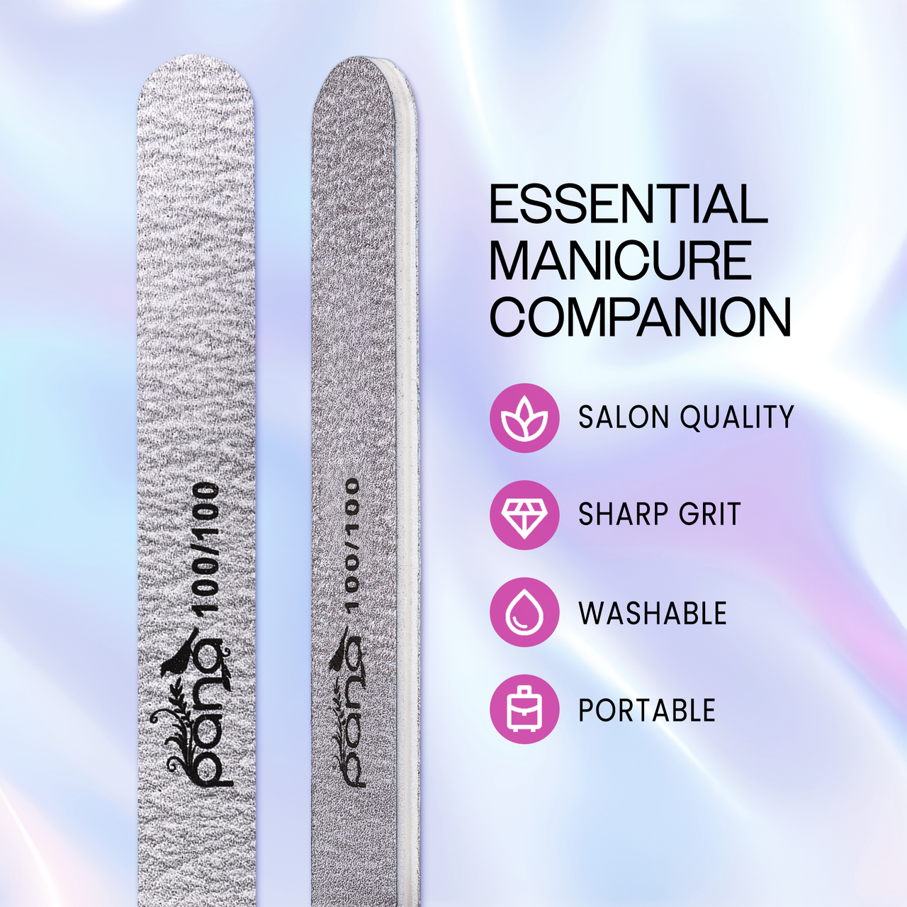 Round Double Sided Emery Board Nail Files - Zebra (Grit: 80/80 to 100/180)