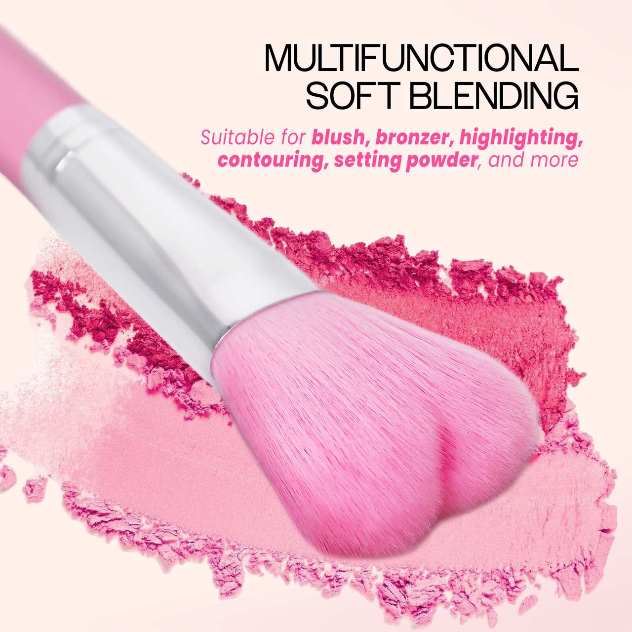 Pana Brand Pink Heart Shaped Blush Brush (Professional Quality)