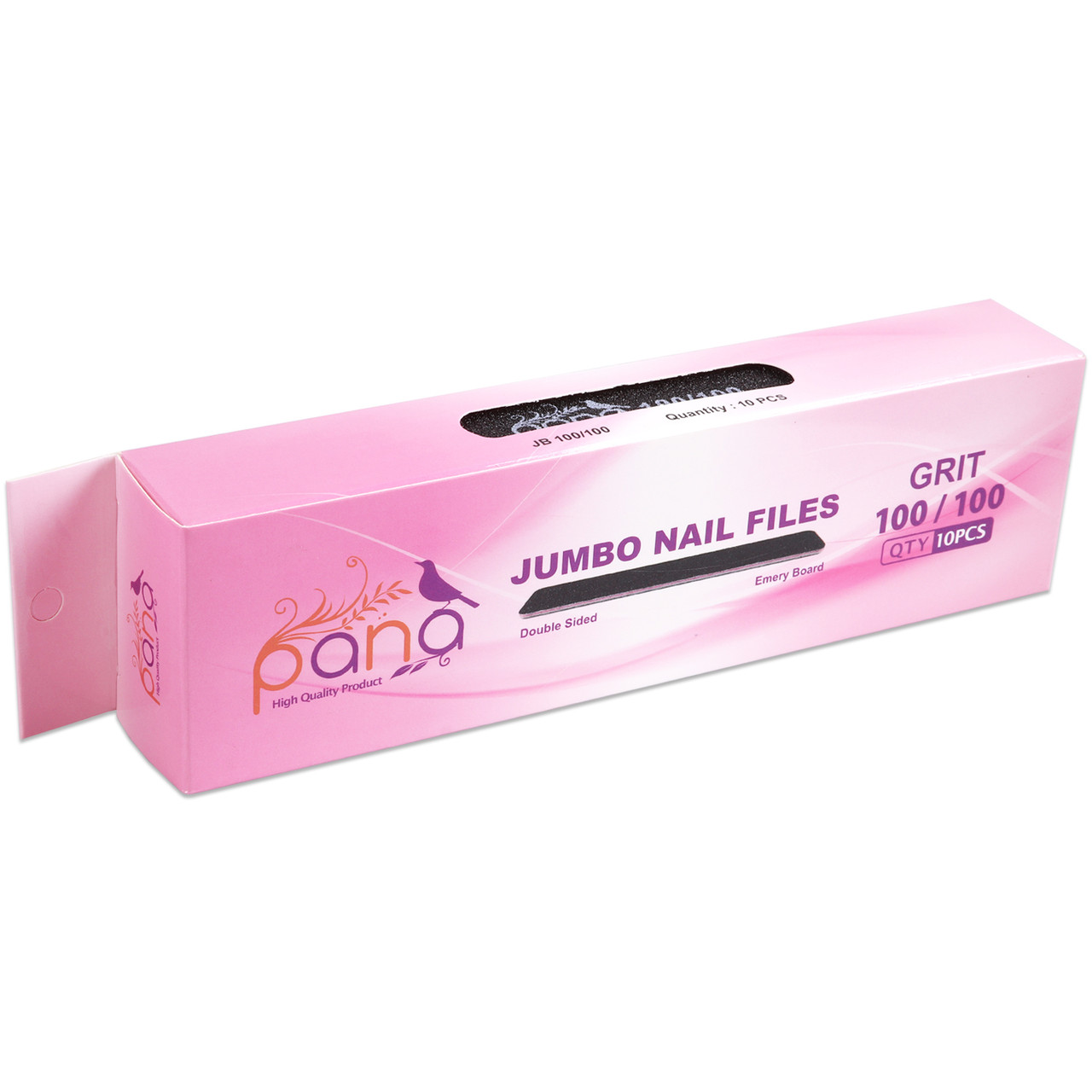 Jumbo Double Sided Emery Board Nail Files - Black (Grits: 60/60 to 180/240)