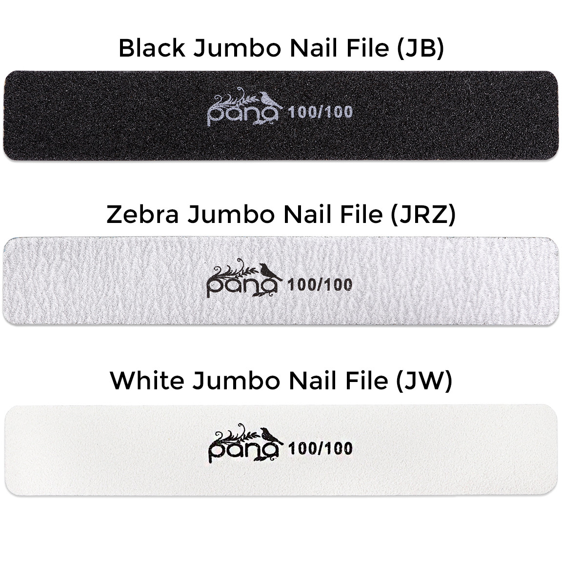 Jumbo Double Sided Emery Board Nail Files - White (Grits: 80/80 to 180/180)