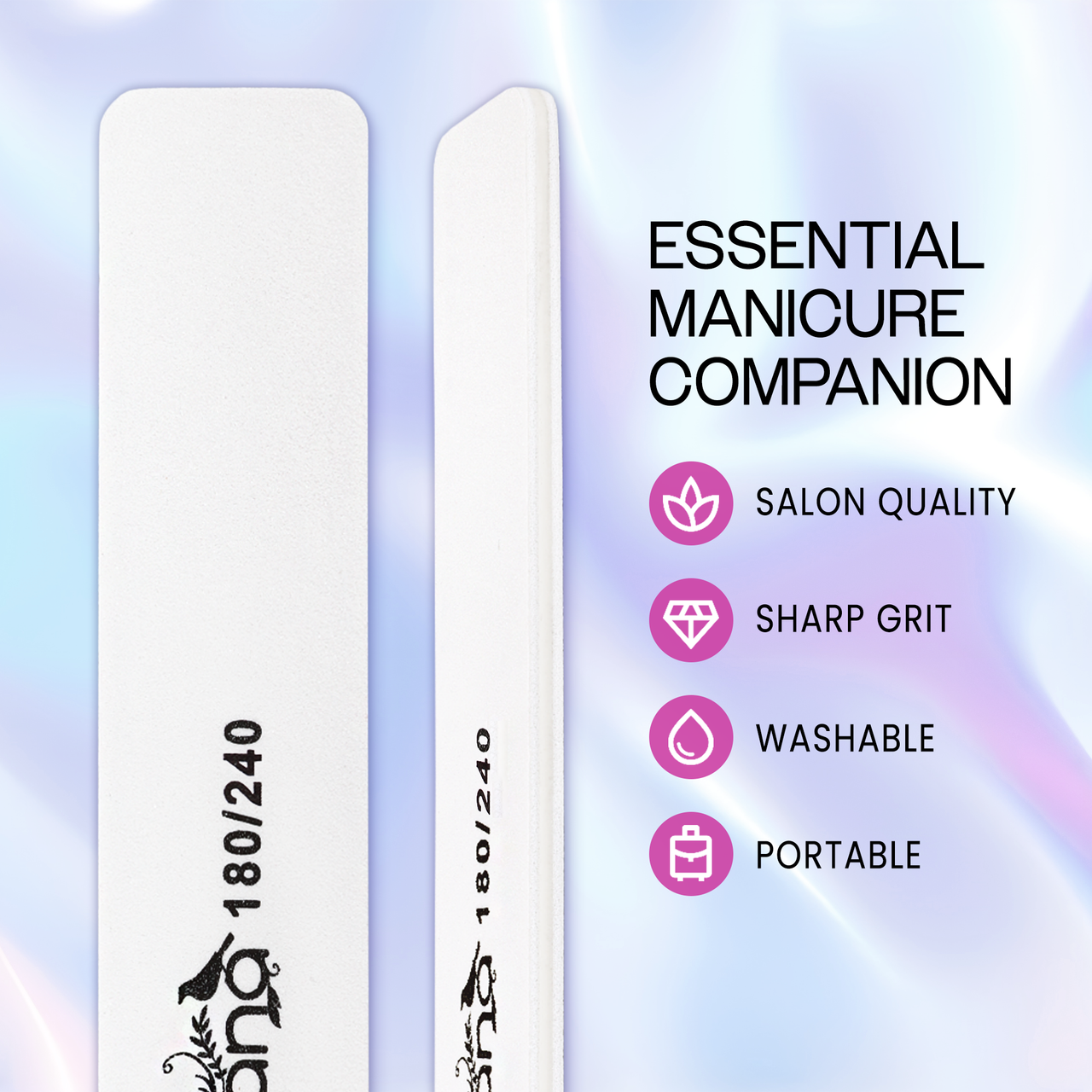 Jumbo Double Sided Emery Board Nail Files - White (Grits: 80/80 to 180/180)