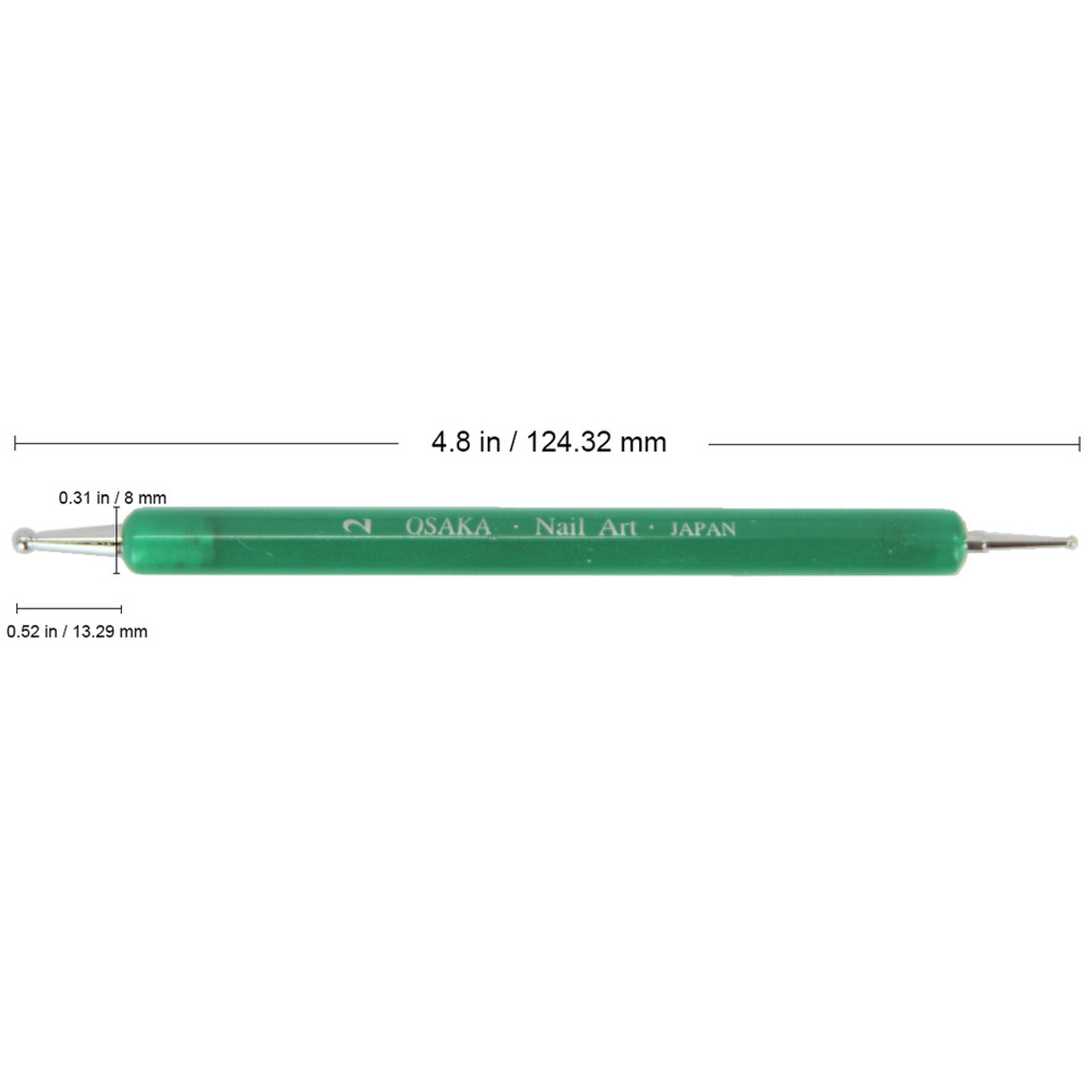 Osaka Double Sided Marbilizer Nail Art Dotting Tool with Green Acrylic Handle