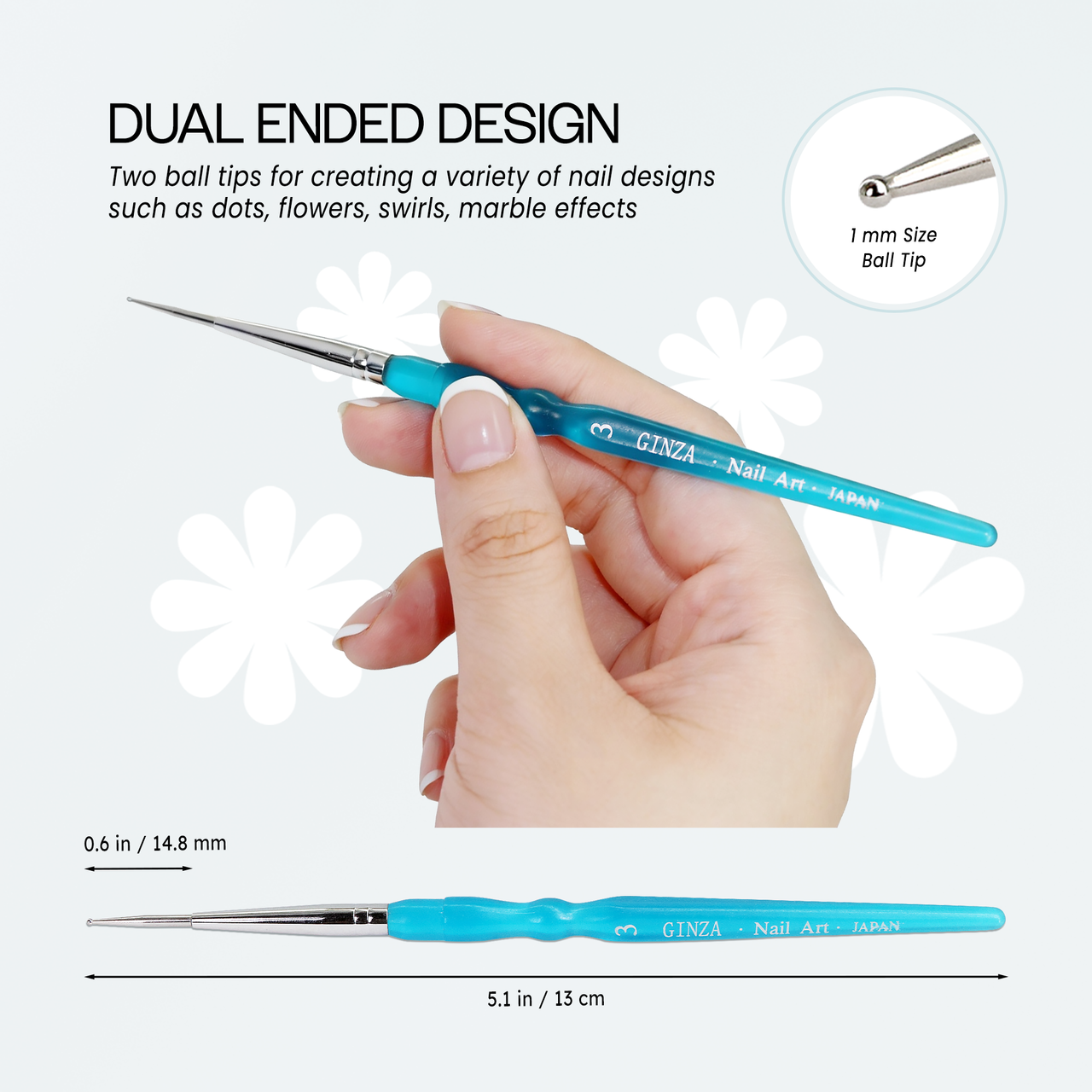 Ginza Marbilizer Nail Art Dotting Tool with Acrylic Handle