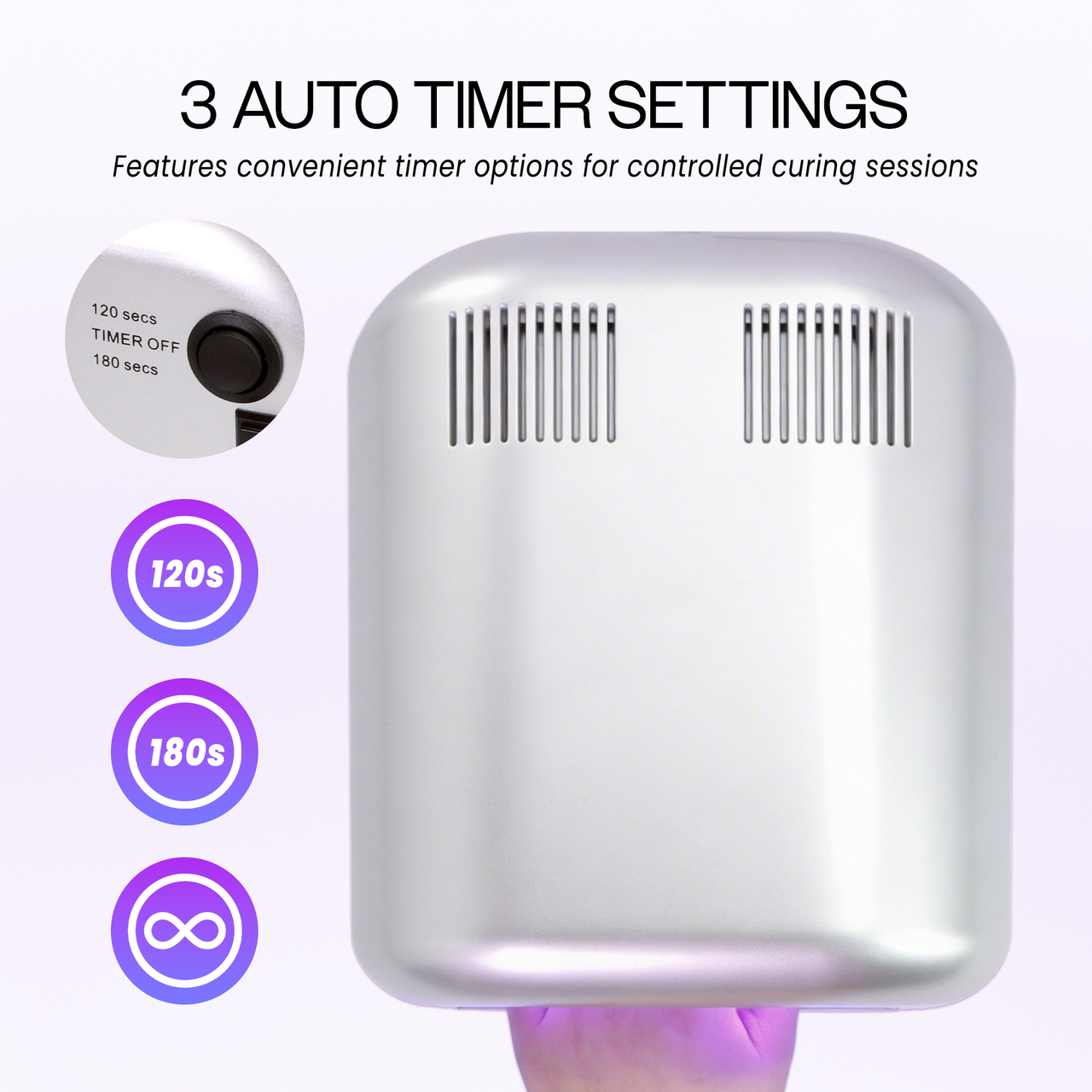 Silver 36W Nail Curing UV Gel Tunnel Lamp Dryer